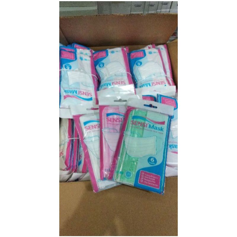 masker sensi earloop isi 6 pcs / surgical mask / sensi masker karet / masker sensi