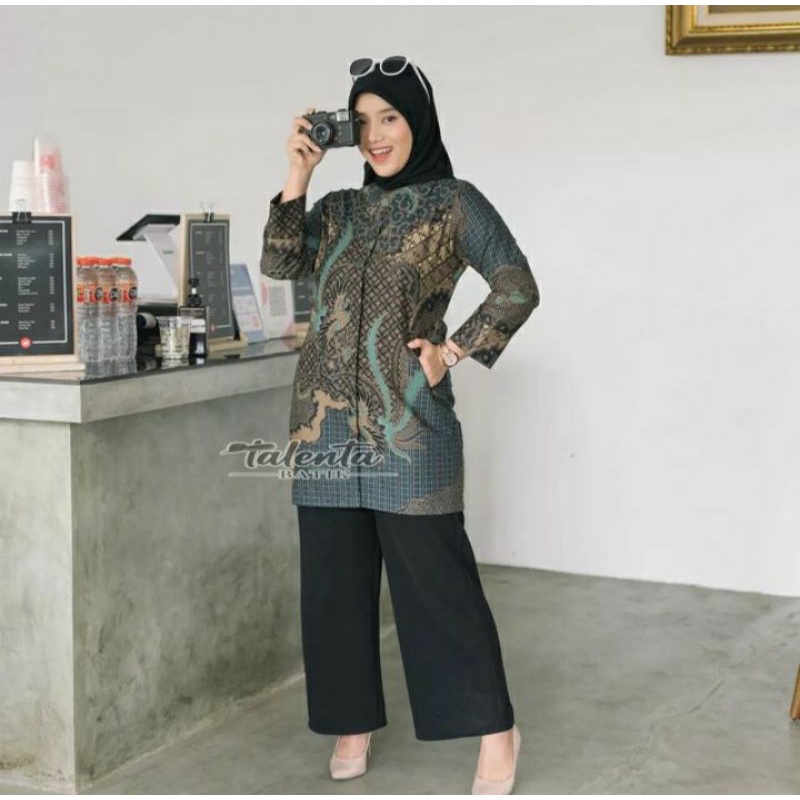 batik kemeja ekslusif bahan katun premium lapis furing size reguler new navy toska