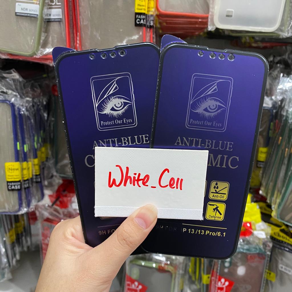 Case For iP 13 iP 13 Mini iP 13 Pro iP 13 Pro Max Ceramic Matte Blue Ray Screen Guard Anti Radiasi Full -D2