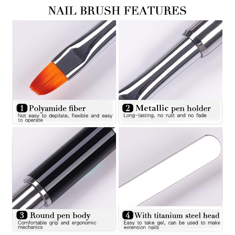 1pc Brush Nail Art Uv Gel Kepala Ganda