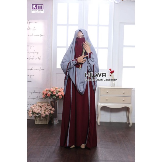 SET HILWA ORIGINAL KEDAI MUSLIM COLLECTION / Set gamis syari premium / gamis manis kekinian / gamis 