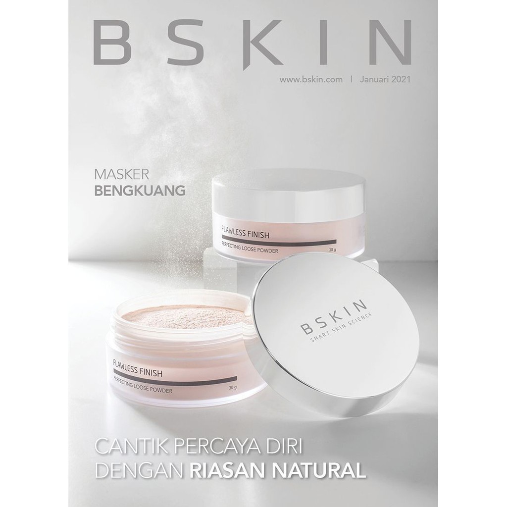BSKIN FLAWLESS BEDAK TABUR FINISH PERFECTING KOSMETIK LOOSE POWDER HDI WAJAH CANTIK GLOWING SEMPURNa