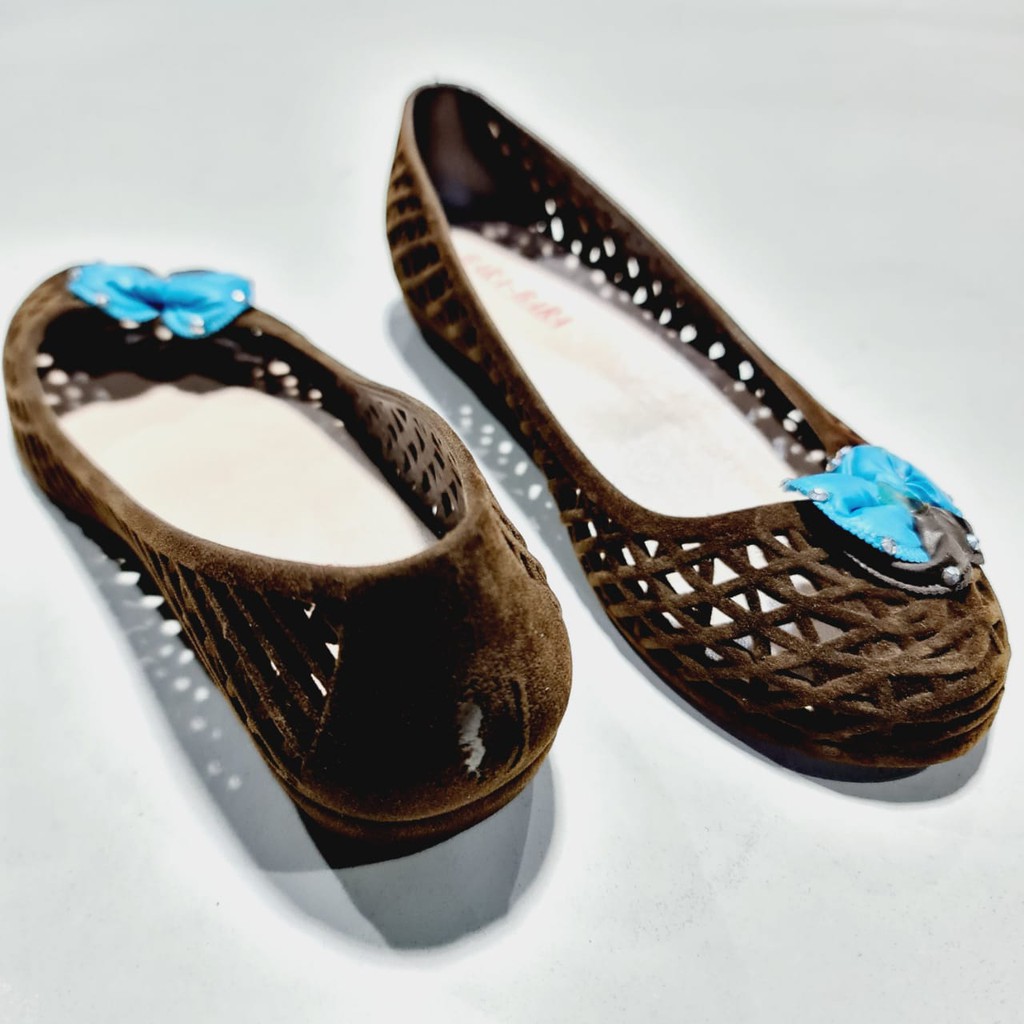 Jelly shoes bara bara sepatu wanita bludru import flatshoes barabara cewek 1221A-6