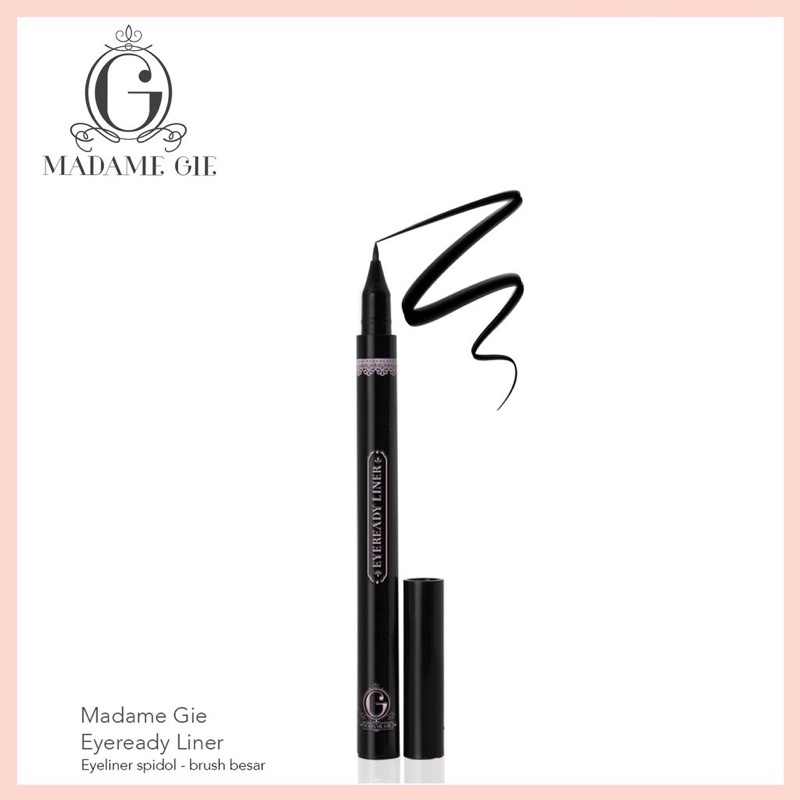 MADAME GIE Eyeready Liner &amp; Wing It Lady Indonesia / Liquid Eyeliner Pen Spidol Eye Liner / Smudge Waterproof Anti Air / Pigmented Aplikator Thick Thin Pensil / Rias Kelopak Mata Brow / Black Color Warna Hitam / Makeup Cosmetic Face Eye Make Up Eyebrow