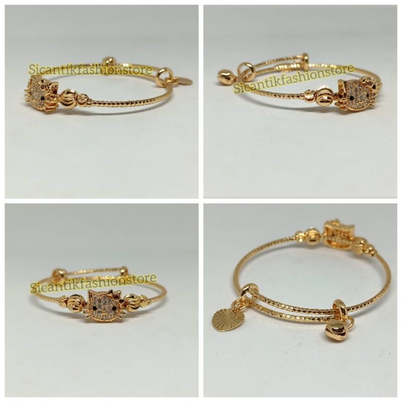 GELANG TITANIUM ANAK-ANAK TERLARIS LAPIS EMAS MEWAH PERHIASAN GELANG ANAK GELANG HELLO KITTY LUCU