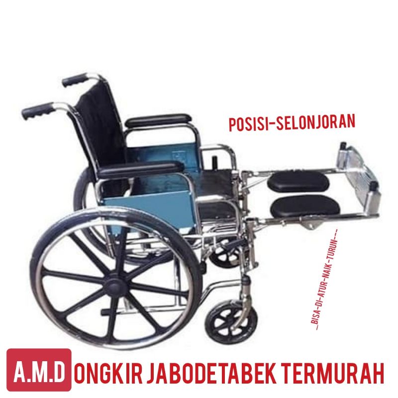 kursi roda selonjor/kursi roda 2 in 1 selonjoran/kaki bisa naik turun