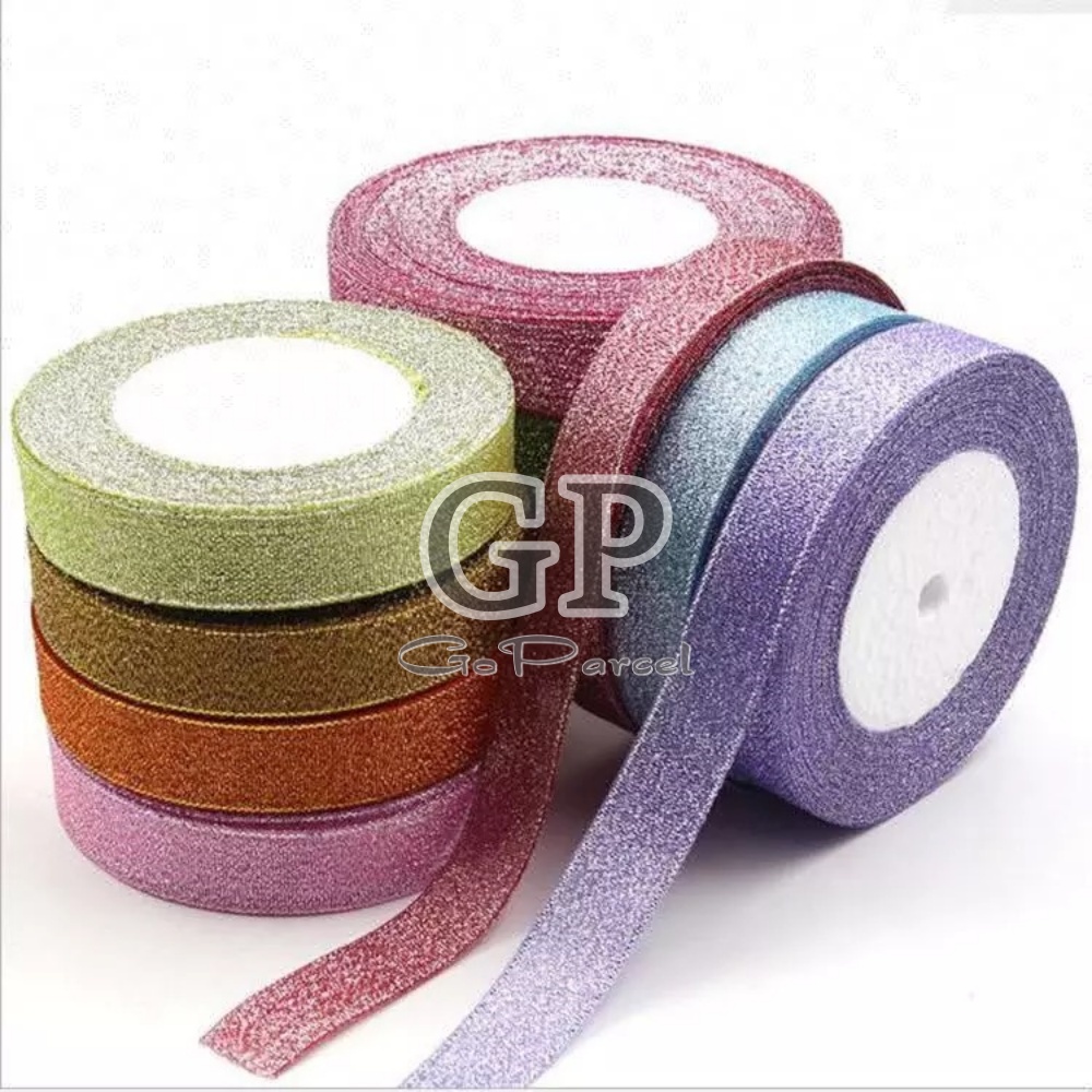 ( Rol 20 Yard ) PITA METALLIC GLITTER 1/2 INCH / 1.2 CM / 0.5 IN - PITA METALIK GLITER HIASAN KADO /