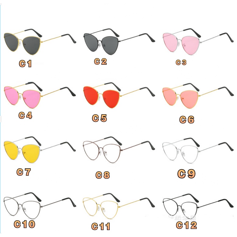 Retro Glasses Personalized Candy-colored Sunglasses, Triangle Cat-eye Metal Sunglasses