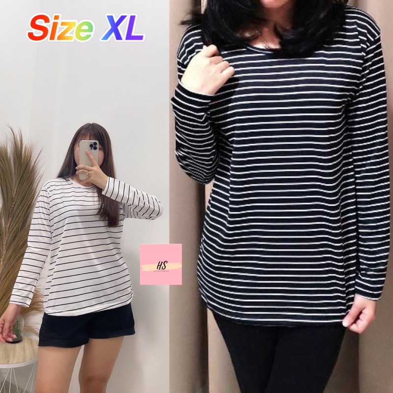 ATASAN STRIPE O PANJANG FIT L&amp;XL&amp;XXL/TSHIRT STRIPE/STEFI