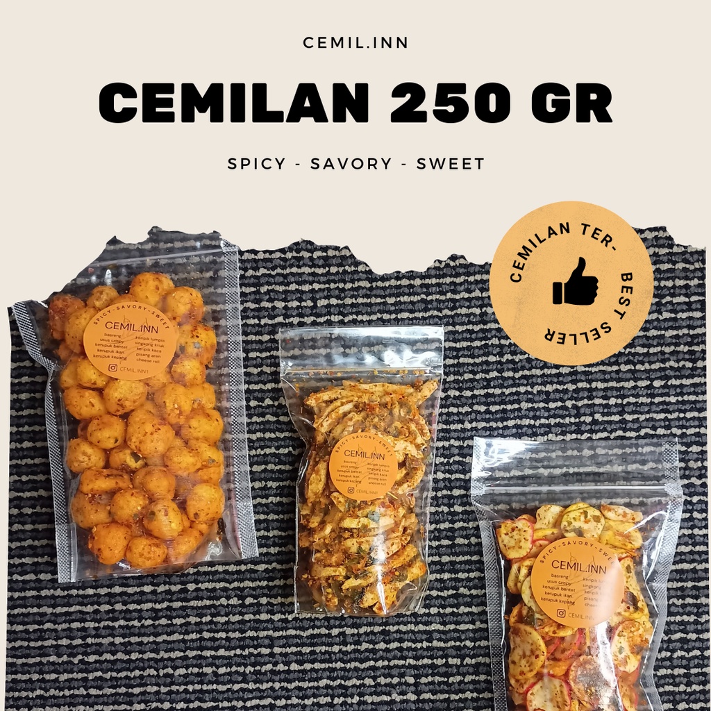 

CEMILAN 250 GR | BASRENG | KERUPUK SEBLAK | MAKARONI | KERUPUK IKAN | PISANG AROMA | MINI SOES COKLAT