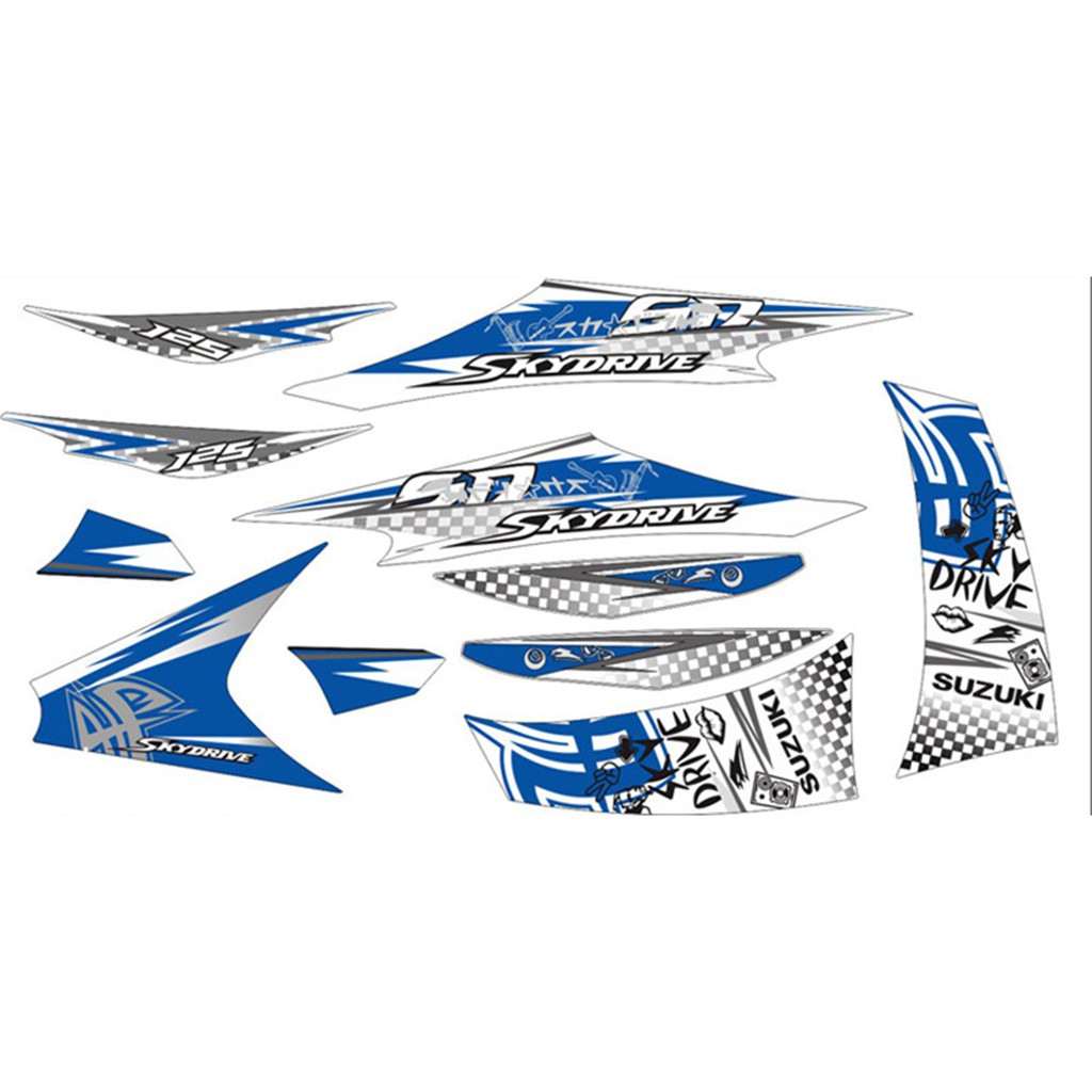 Sticker Decal Dekorasi Motor Suzuki Skydrive 2018 2019 Warna Abu Kuning