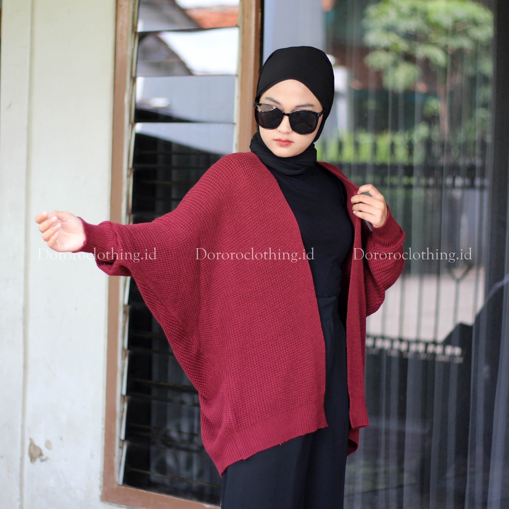 Cardigan Rajut Batwing Oversize Cardigan Jumbo Wanita Lengan Panjang