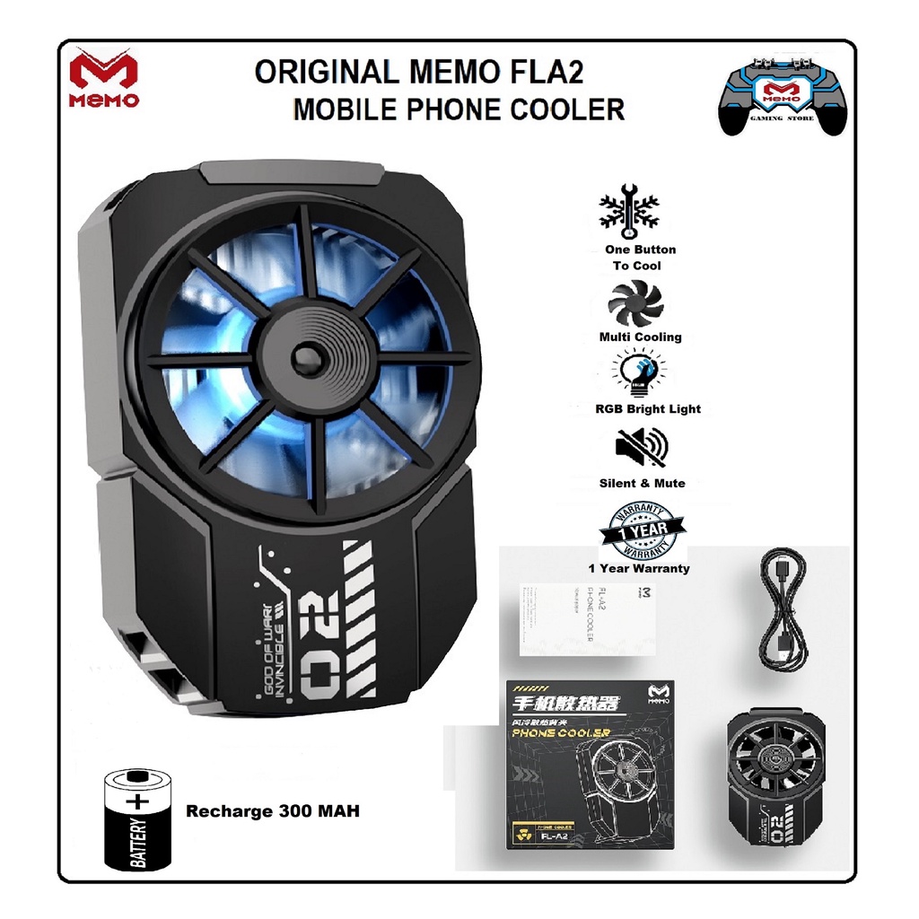 Original Memo FLA2 Fancooler Pendingin Hp Radiator Coolingfan Gaming Cooler For Mobile Phone 300mAh