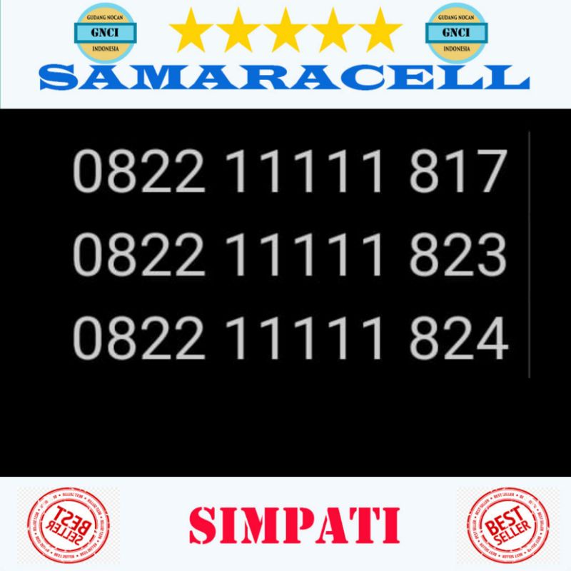 Nomor cantik Simpati #1 rapih 11111 823 mudah di ingat Suhu N