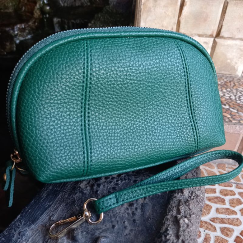 Dompet Wanita Papirut  Bapau Kulit Jeruk Sintetis Terlaris Skat Kartu COD-Hijau