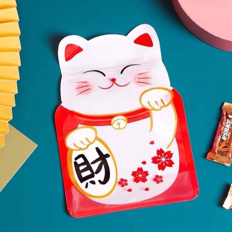 zipper bag LUCKY CAT/ plastik ziplock lucu dan unik hoki cat  harga 5 pcs