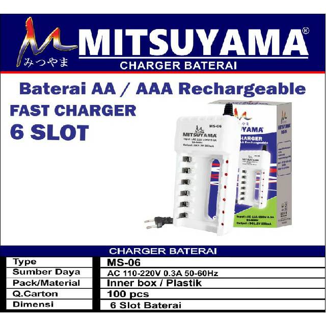 Charger Baterai AA AAA Mitsuyama MS-06 Fast Charging 6 Slot Original