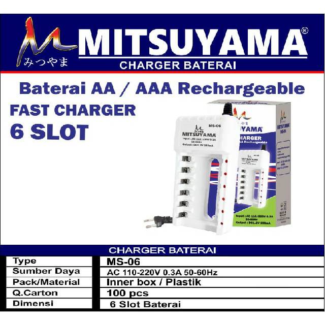 Charger Baterai AA AAA Mitsuyama MS-06 Fast Charging 6 Slot Original