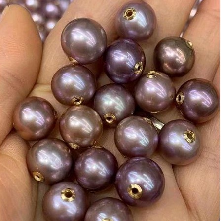 Mutiara kualitas edison freshwater pearl purple ungu tutup tuspin mutiara | setelan kalung cincin ge