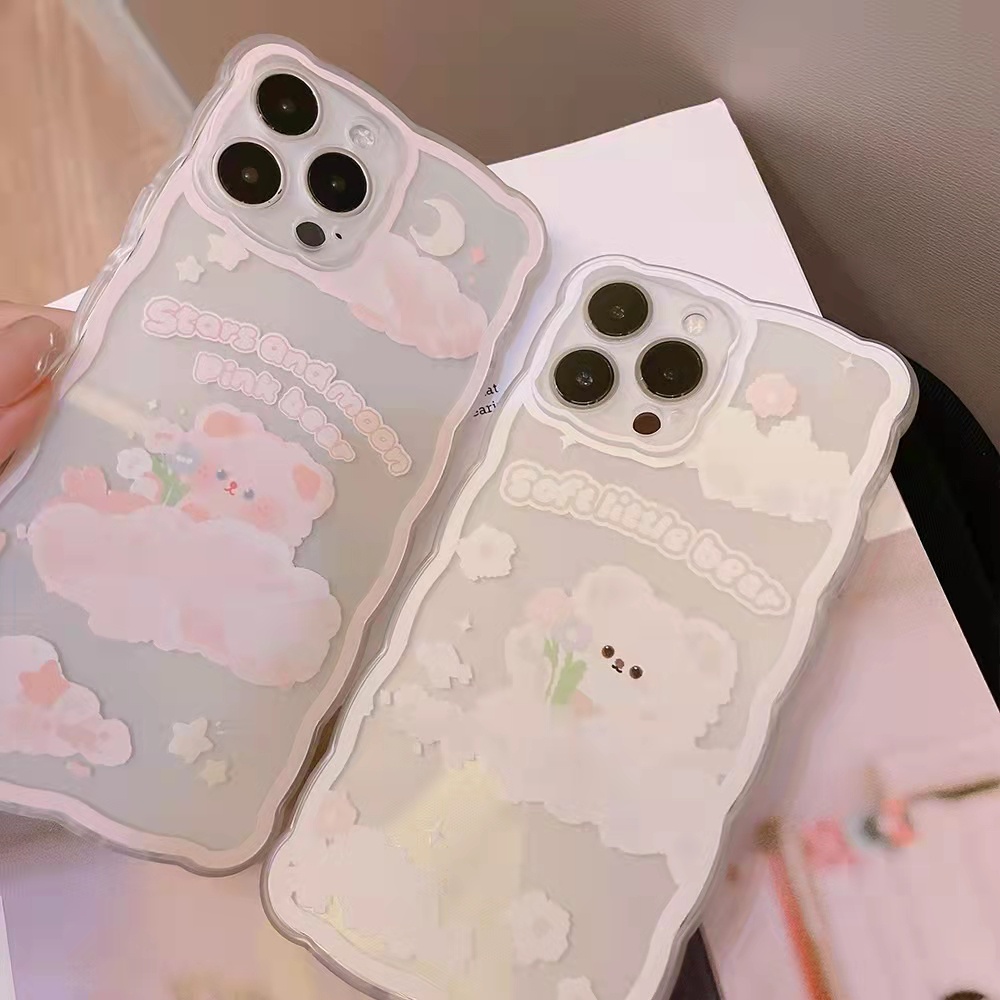 iPhone Case iPhone 13 13pro 13prm Silicone Soft Case Transparan Bergelombang Perbatasan Kartun Lucu untuk iphone 11 iphone 12 pro max iphone 7 plus iphone 8 plus phone xr xs max X Xr 11 Max 8plus iphone Pro mini7SE