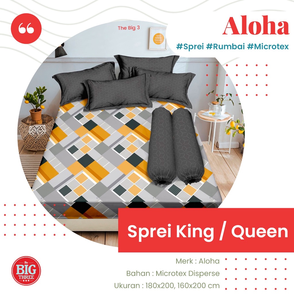 ALOHA Sprei 180x200 / 160x200 Azela Davina Hillary Meriska Norin Pineapple hinata Marco Laura Berlin Denta Torino Viore  - King 180 160 SP