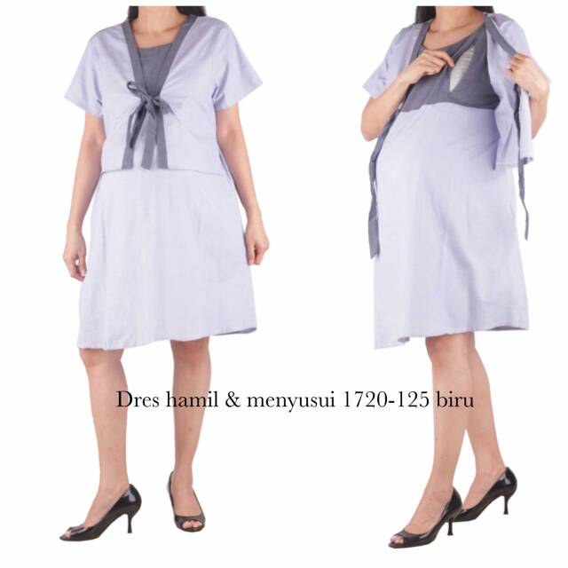 Baju hamil dress hamil dan menyusui 1720 biru