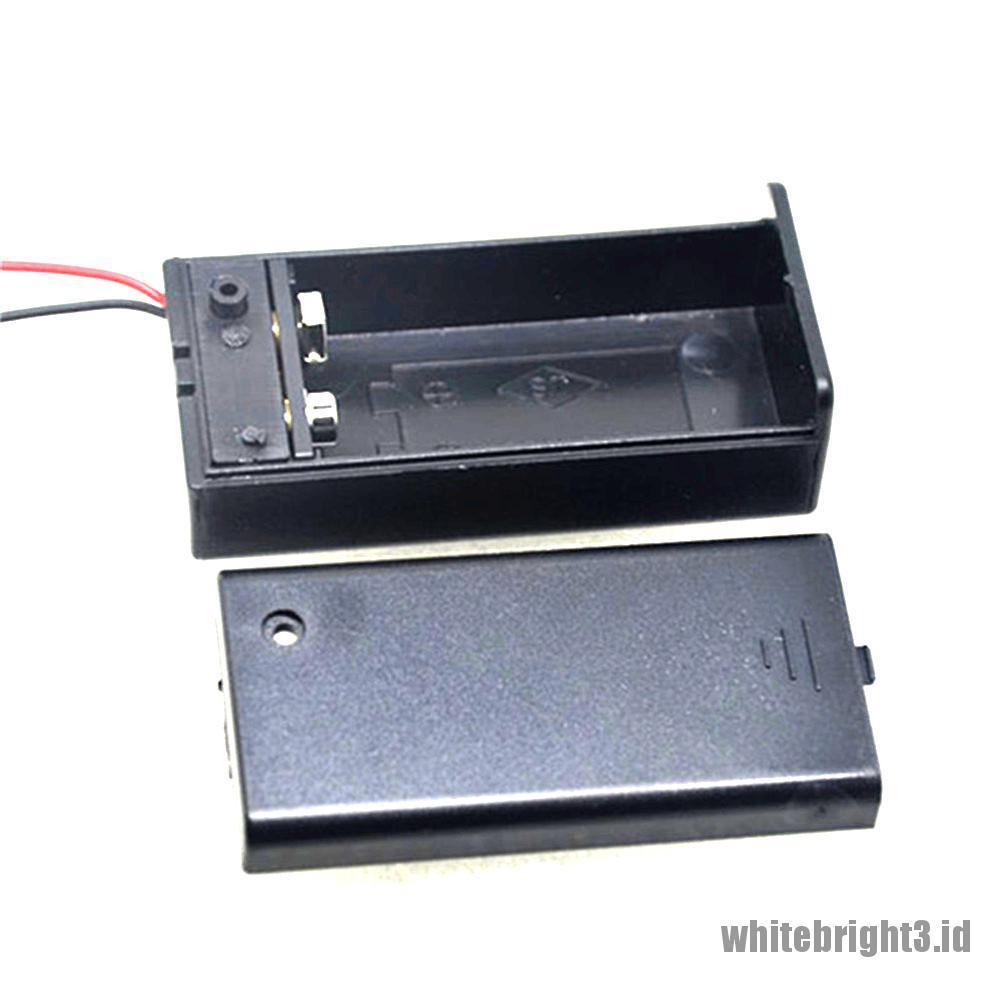 (white3) 1pc Kotak Holder Baterai 9v Dengan Saklar ON / OFF Power