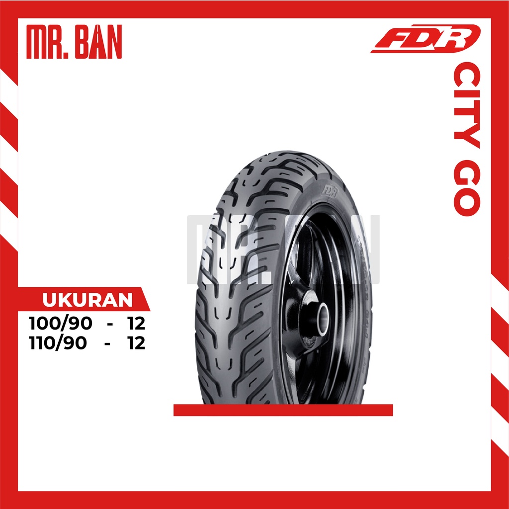 BAN MOTOR SCOOPY DEPAN BELAKANG RING 12 FDR CITY GO TUBLES 100/90 110/90 TUBELESS TL | BAN TUBLES | 