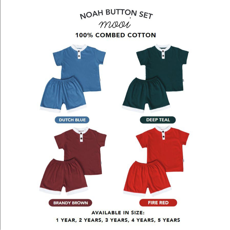 PROMO 7.7 PROMO BAJU LEBARAN MOOI NOAH  Setelan Baju anak Setelan Pendek anak Butoon tee set 1-5 Tahun