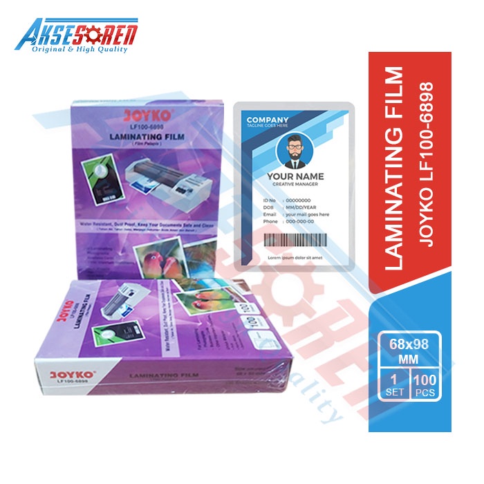 

PLASTIK LAMINATING JOYKO KECIL [LF100-6898/100 LEMBAR] / PELASTIK LAMINATING FILM MINI KARTU NAMA / PELAPIS PLASTIK LAMINATING KTP JOYKO TAHAN AIR