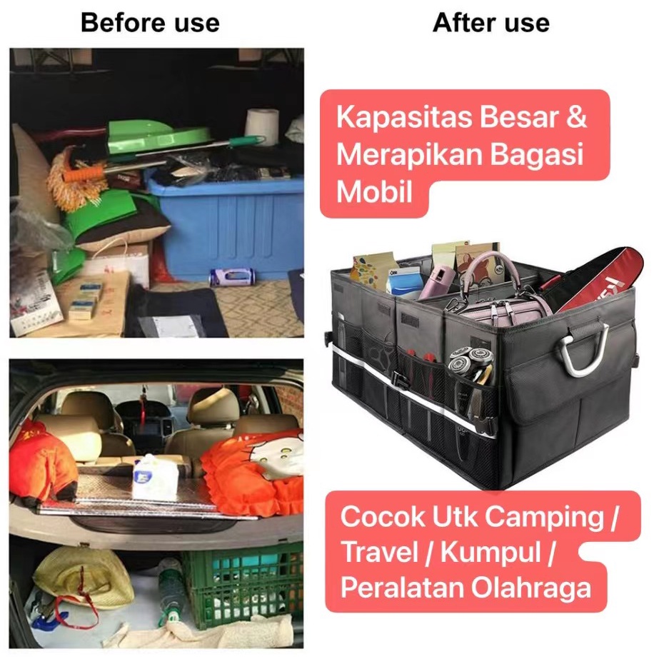 AM-33 Car Box Organizer Trunk Kapasitas Besar Tas Bisa Lipat Portable Bisa Bawa Ke mana aja Serbaguna Car Storage Bagasi Mobil Merapikan Bagasi Mobil Cocok Camping Traveling