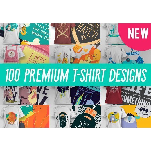 100 T-Shirt LImited Edition Full Pack - Photoshop &amp; Illustrator