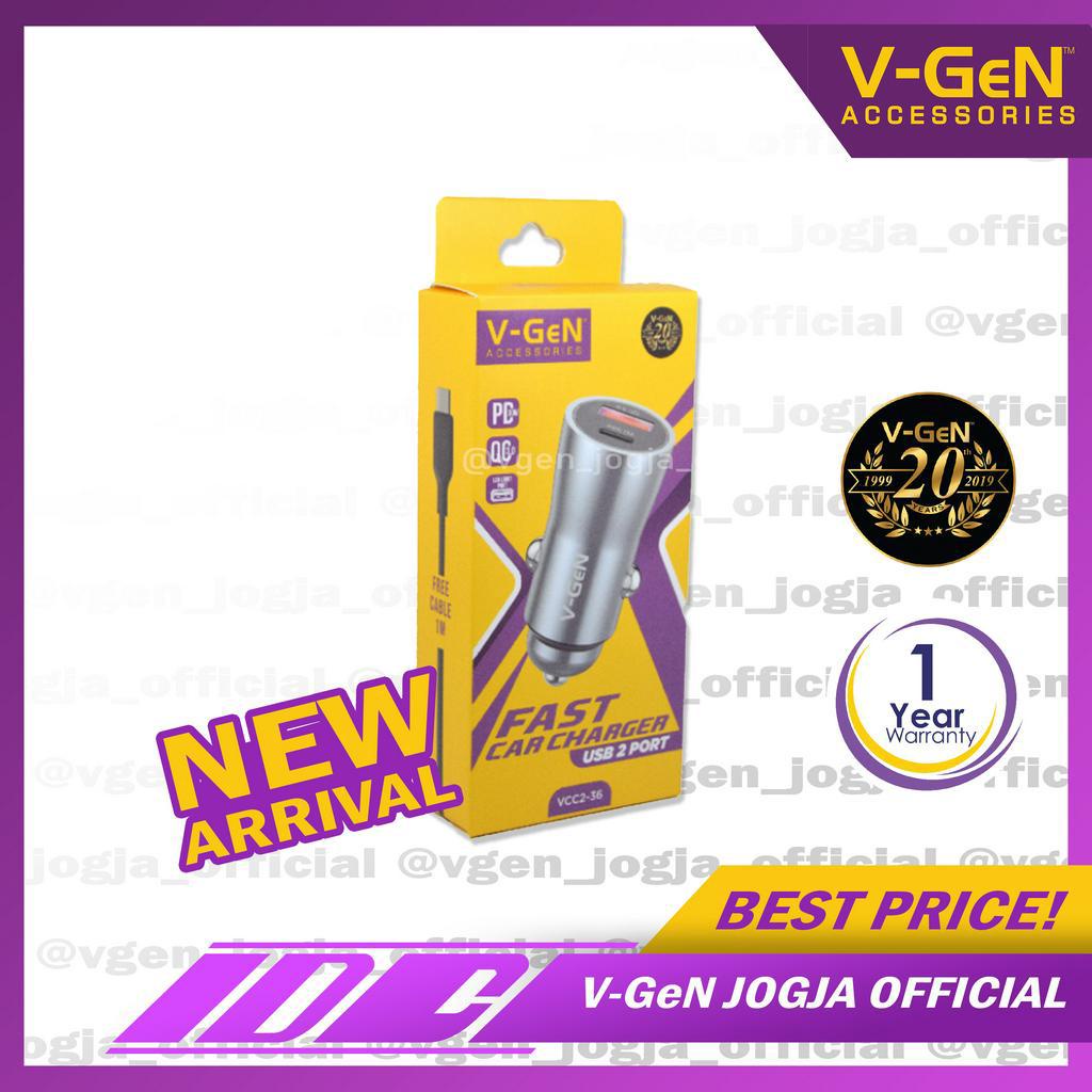 Car Charger V-GeN VCC2-36 QC3.0 PD30W Type C LED Charger Mobil