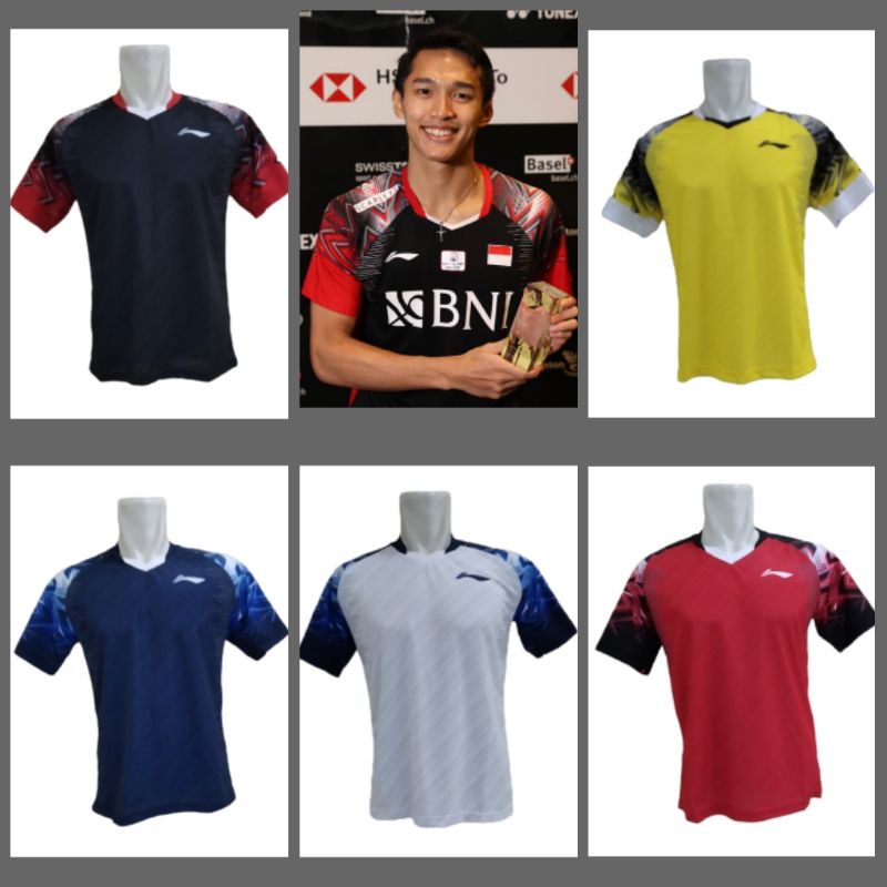 Baju Kaos Jersey Badminton / Bulutangkis L158 / Kaos Bulutangkis Swiss Open 2022 Jonatan christie / Atasan Bulutangkis Swiss Open 2022 / Seragam Bulutangkis Swiss Open 2022