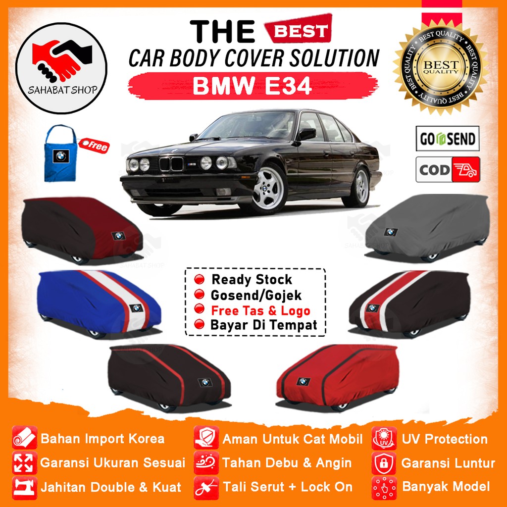 Sahabat Body Cover Mobil BMW Seri 5 / Sarung Penutup BMW Seri 5 E34 Outdoor / Mantel Selimut Jas Tutup Mantol Terpal Pelindung Kerudung Kelambu Pembungkus Tutupan Bungkus Kerodong Mobil Sedan BMW E34 Waterproof Anti Air Model Orange