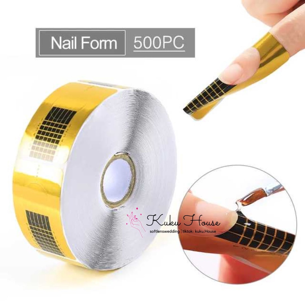 Nail Form 500 PCS / 100pcs Cetakan Nail Extention/ Nail Form Acrylic Nail Art Gel Extention