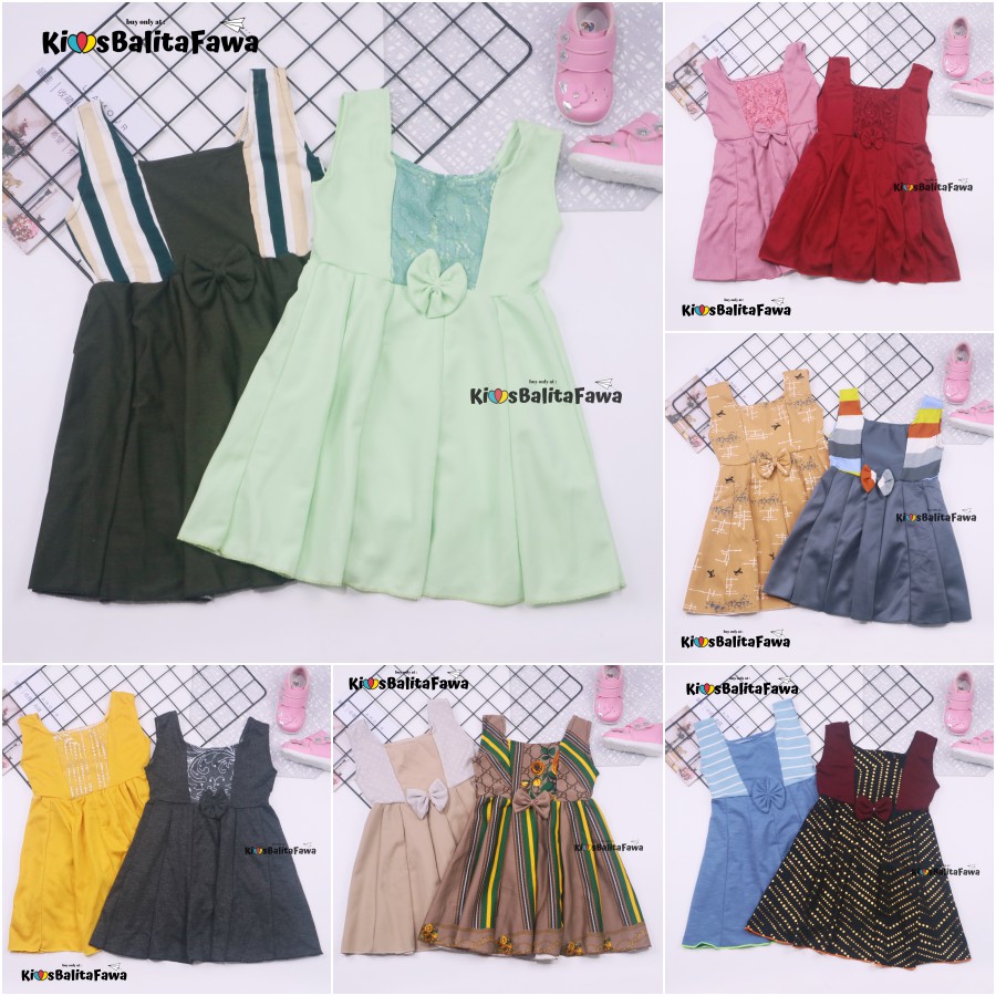 Dress Clairine uk Bayi - 7 Tahun / Baju Anak Perempuan Murah Dres Polos Yukensi Adem Pakaian Murah