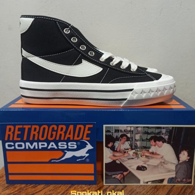SEPATU COMPASS RETROGRADE HI/HIGH DECON BLACK WHITE SIZE 36 FDF321355E