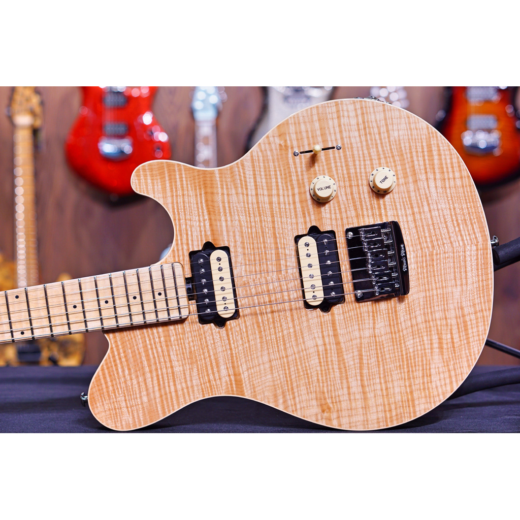 Ernie Ball Music Man Axis Super Sport HH STD - Natural Gloss Flame - Maple Matching Headstock G95844