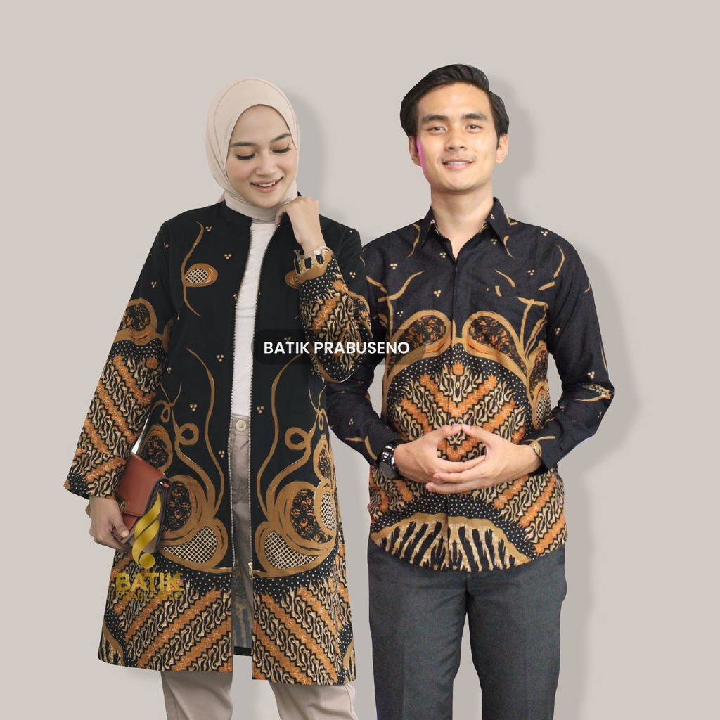 Batik Pria Wanita Motif PEVITA  Cauple  Printing Slimfit Lengan Panjang Original Kemeja Atasan Elega
