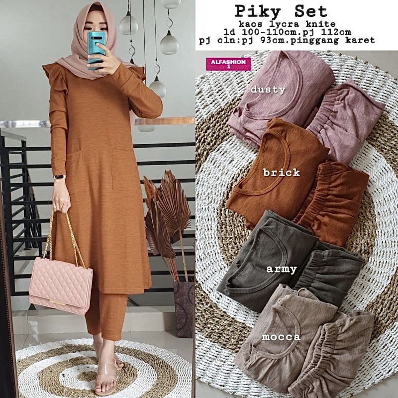 Piky Set - Set Setelan Lycra Knit Rajut LD105+ / SetCel One Set Rajut / 329-6620