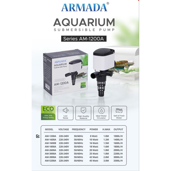 POMPA AQUARIUM CELUP POWER HEAD ARMADA AM 1200 A AM-1200A LOW WATT NOASIS