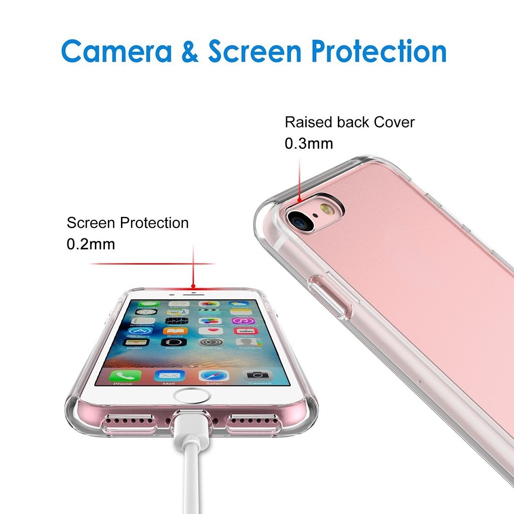 Casing Soft Case Bumper Hybrid Bahan TPU Kristal Transparan Untuk Apple iPhone X / 6 / 7 / 8 Plus