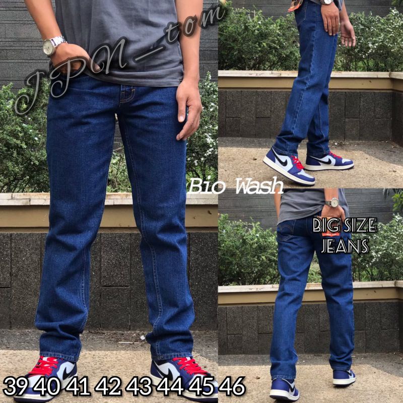 Celana Jeans Big Size Pria 36 37 38 39 40 41 42 43 44 45 46 Denim Jins Jumbo Cowok Long Pants Ukuran Besar Navy Hitam Biru Dongker Formal Bahan Tebal Promo Termurah Bandung Tidak Melar Standar Reguler m l xl xxl xxxl