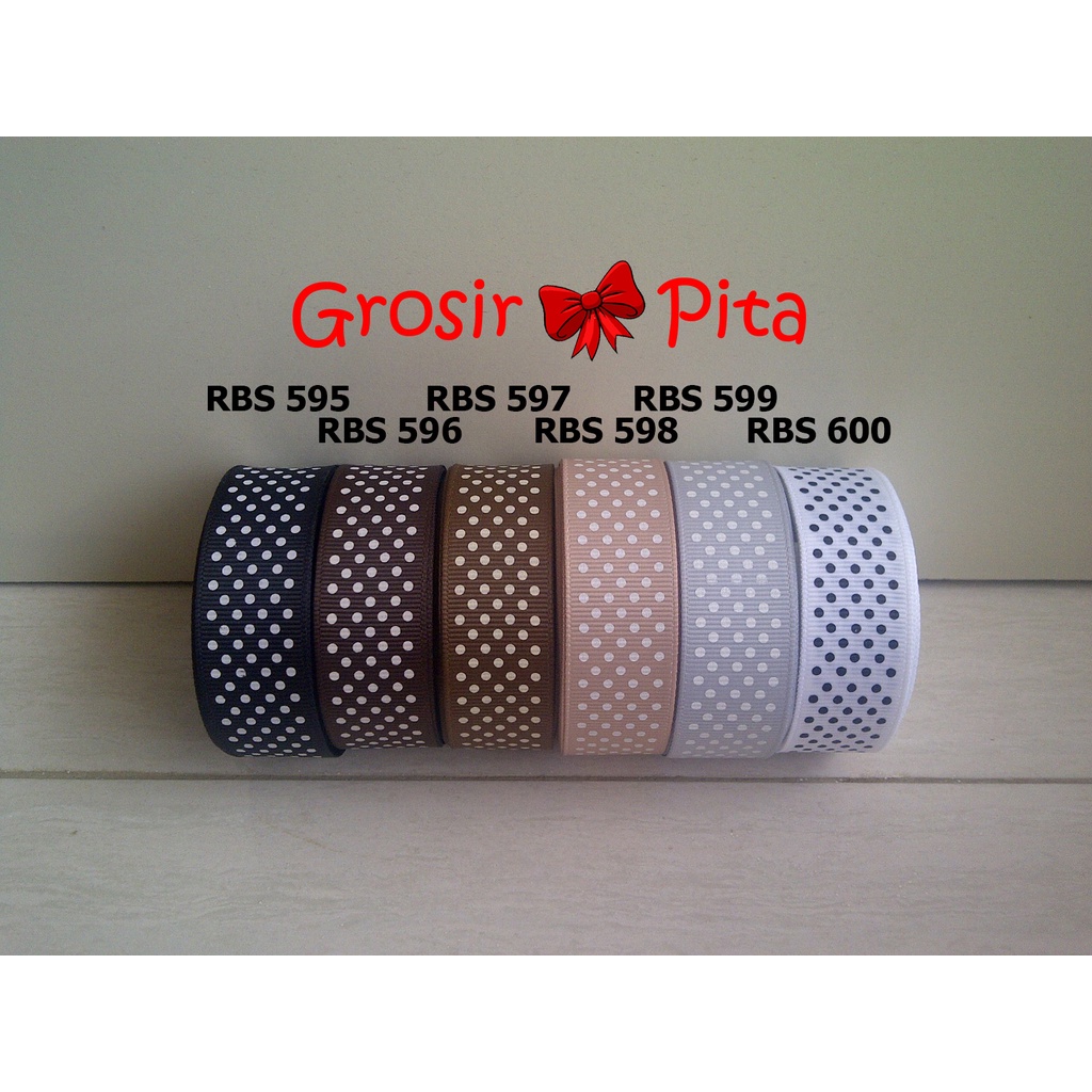 

(25 yard) Pita Grosgrain Motif Polkadot RBS 595,596,597,598,599,600 | Toko Bahan Craft | Grosir Pita