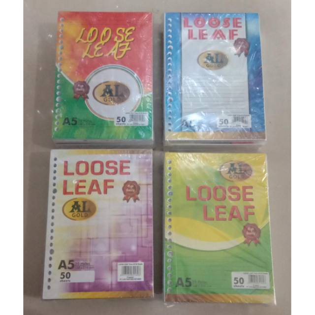 

Loose leaf Al Gold A5 isi 50 Lembar per Pack