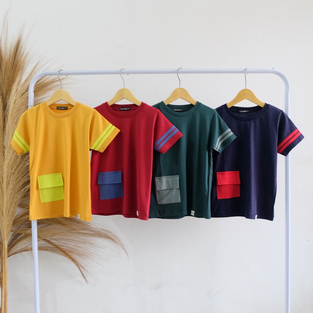 Kyo kaos polos saku anak laki-laki bahan tencel modal by Cais Kids