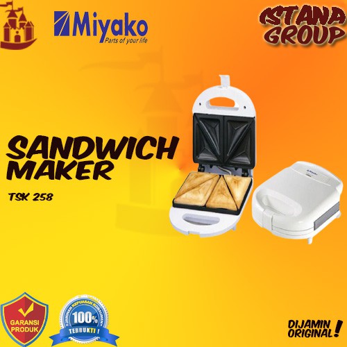 Miyako Pemanggang Roti Tangkup Sandwich Toaster Panggangan Roti Sandwich Tsk 258 Shopee Indonesia