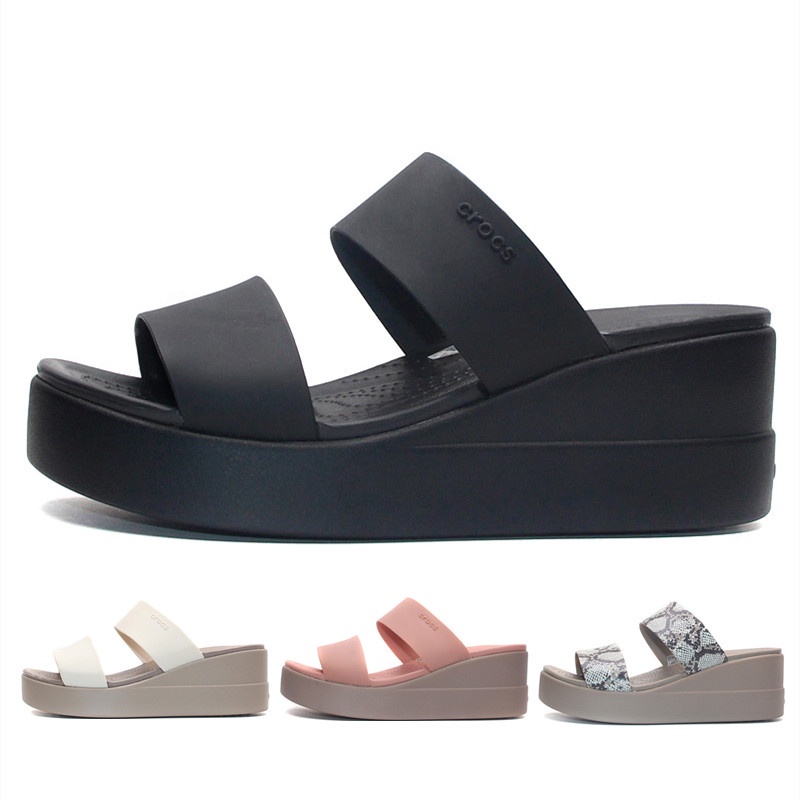 SANDAL CROCS / SEPATU SANDAL /  CROCS BROOKLYN MID WEDGES ORIGINAL / FASHION WANITA [206219]
