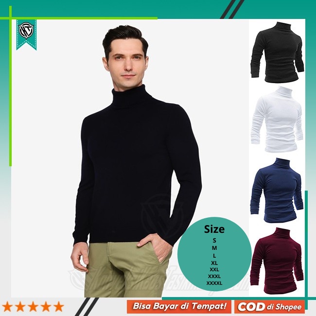 Kaos TurtleNeck Pria Size Jumbo/Big Lengan Panjang (S-8XL)